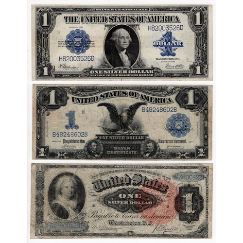 925 - United States of America (3), a group of Silver Dollars, 1 Dollar dated 1886 (Pick321) glued repair,... 