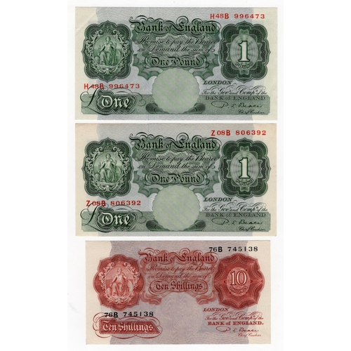 93 - Beale (3) FIRST and LAST series notes, 10 Shillings issued 1950, LAST SERIES note, serial 76B 745138... 