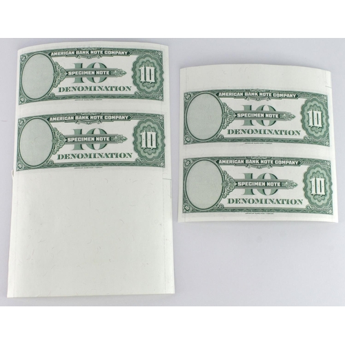 932 - United States of America, American Banknote Company 2 x uncut pairs of SPECIMEN notes with extra pap... 