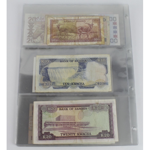 965 - World, Africa (30), in album sleeves including Morocco 5 Dirhams 1969, Zambia 10 Kwacha & 20 Kwacha ... 