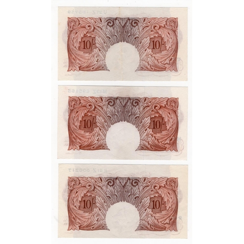 99 - Beale 10 Shillings (B266) issued 1950 (3), a LOW serial number, serial R41Z 000217, handling EF+, se... 