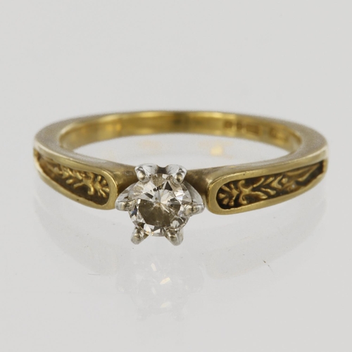 107 - 18ct yellow gold solitaire ring set with round brilliant cut diamond calculated as weighing approx. ... 