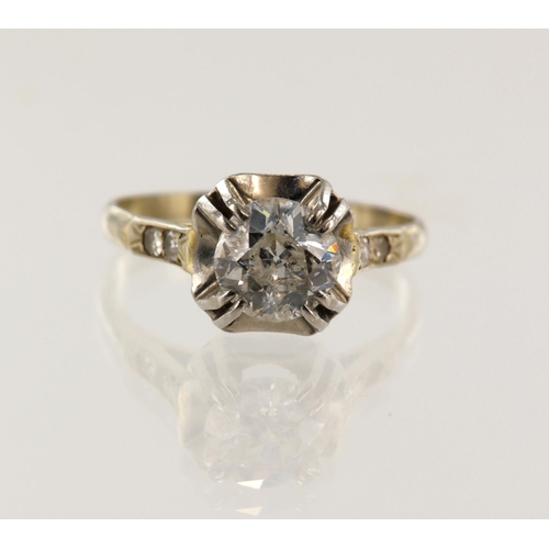 46 - White gold (tests 18ct) Vintage diamond solitaire ring, set with one old European cut diamond approx... 