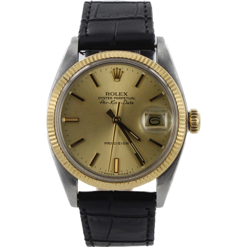 510 - Rolex Oyster Perpetual Air-King-Date Precision stainless steel and gold cased gents wristwatch, ref.... 