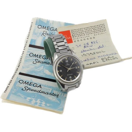 513 - Omega Railmaster stainless steel cased gents manual wind wristwatch, ref. 135004-63, serial. 19795xx... 