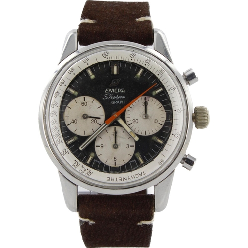 515 - Enicar Sherpa Graph chronograph stainless steel cased gents manual wind wristwatch, circa 1967. The ... 