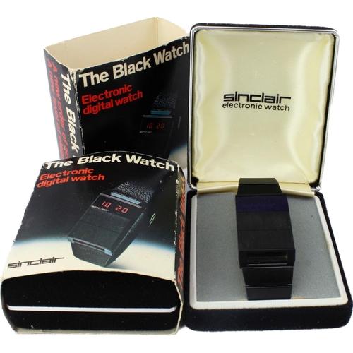 530 - Two Sinclair 'The Black Watch' Electronic Digital wristwatches, both complete with boxes and outer s... 