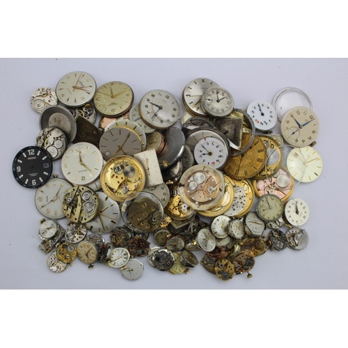 543 - Assortment of wristwatch movement & dial assemblies, various makers, along with some other miscellan... 