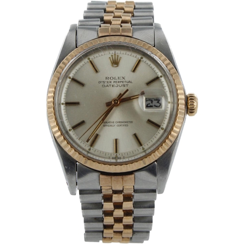 544 - Rolex Oyster Perpetual Datejust stainless steel and rose gold cased gents wristwatch, ref. 1601, ser... 