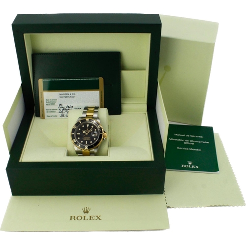 551 - Rolex Oyster Perpetal Date Submariner stainless steel and gold cased gents wristwatch, ref. 16613LN,... 