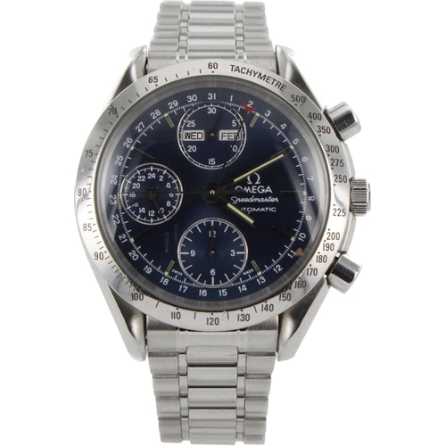 560 - Omega Speedmaster Reduced Triple Calendar stainless steel cased automatic gents wristwatch, ref. 175... 