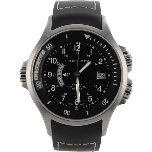 569 - Gents stainless steel cased Hamilton Khaki automatic wristwatch. Ref. H776151. The black dial with a... 