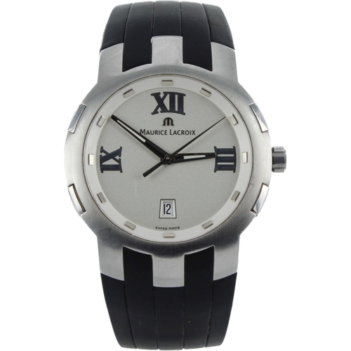 574 - Gents stainless steel cased Maurice Lacroix quartz wristwatch, ref. 69862. The white dial with Roman... 