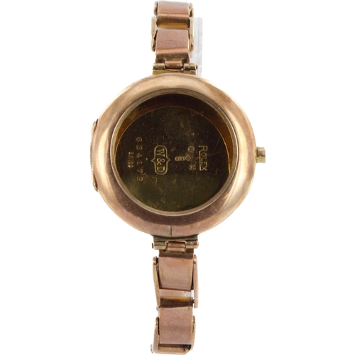 588 - 9ct gold Rolex watch case, London import marks 1915, case no. 624172, 9ct gold expandable bracelet. ... 