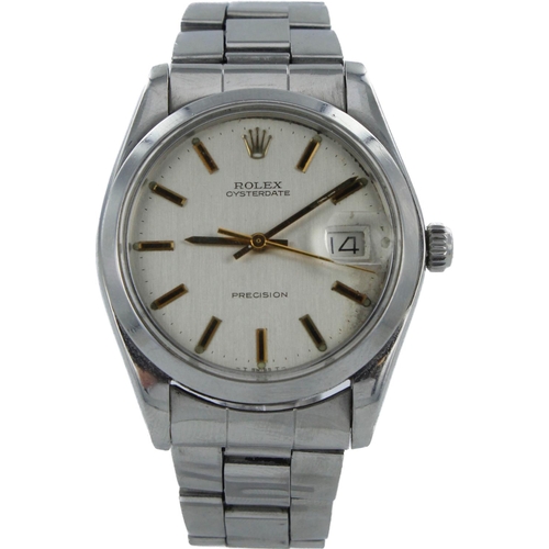 589 - Rolex Oysterdate Precision stainless steel cased gents wristwatch, ref. 6694, serial. 3795xxx, circa... 