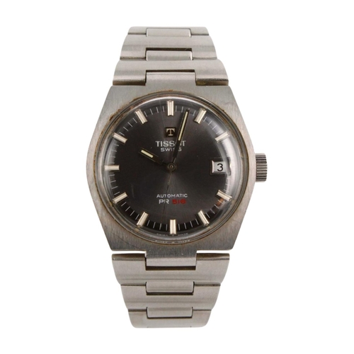 596 - Gents stainless steel cased Tissot PR 516 automatic wristwatch. The grey dial with baton markers, da... 