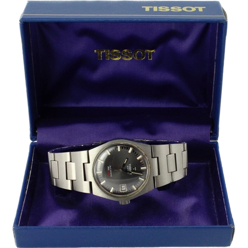 596 - Gents stainless steel cased Tissot PR 516 automatic wristwatch. The grey dial with baton markers, da... 