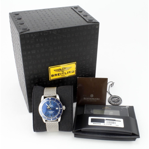 612 - Breitling Super Ocean stainless steel cased gents automatic wristwatch, ref. A17321, 2014 card. The ... 