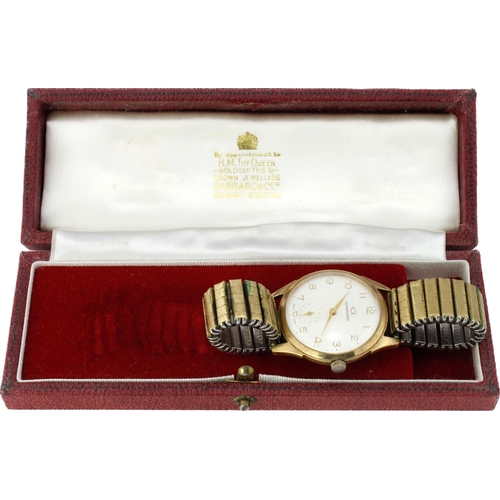 613 - Gents 9ct cased Garrard manual wind wristwatch, circa 1964. The silvered dial with gilt Arabic numer... 