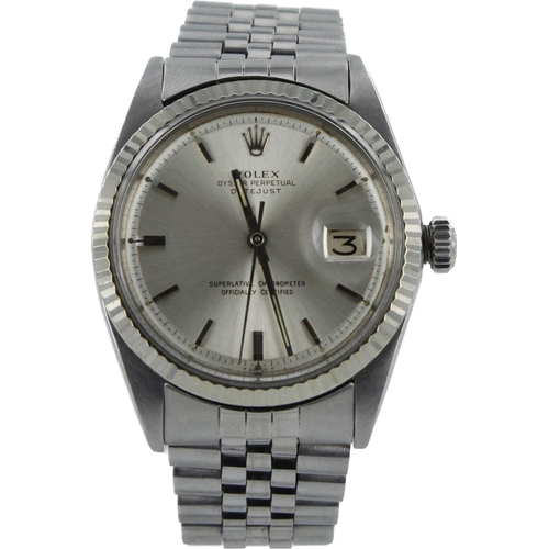 614 - Rolex Oyster Perpetual Datejust stainless steel cased gents wristwatch, ref. 1601, serial. 1543xxx, ... 