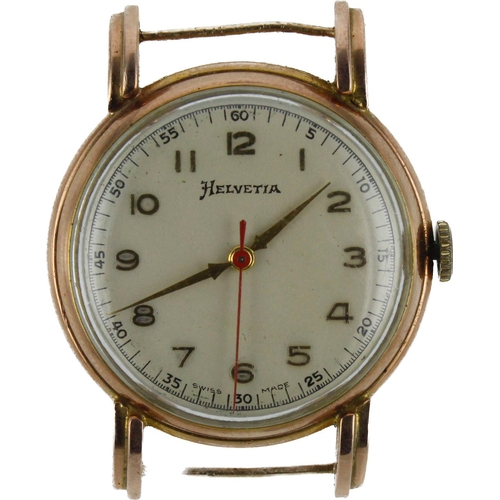 617 - Gents 9ct cased Helvetia manual wind wristwatch, circa 1970s. The silvered dial with gilt Arabic num... 