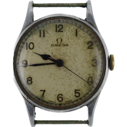 623 - Gents stainless steel cased Omega manual wind wristwatch, circa 1943. The cream dial with Arabic num... 