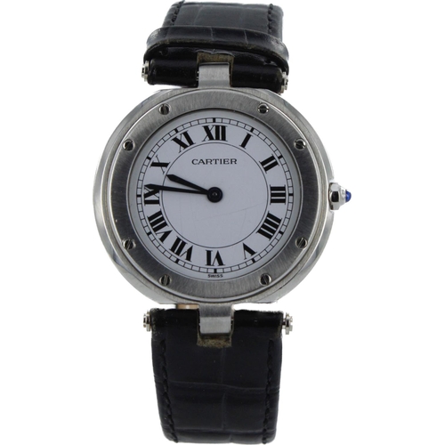 625 - Cartier Santos Vendome stainless steel cased gents quartz wristwatch, ref. 8192. The white dial with... 