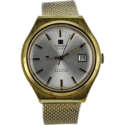 639 - Gents gold plated Tissot Seastar automatic wristwatch. The silvered dial with baton markers and date... 