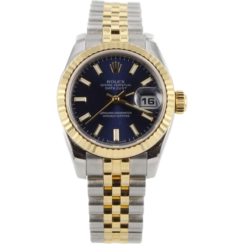 641 - Rolex Oyster Perpatual Datejust stainless steel and gold cased ladies wristwatch, ref. 179173, seria... 