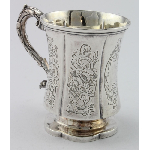 854 - Victorian silver Christening mug with fluted sides and gilt interior hallmarked RD London 1846, weig... 