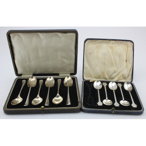 867 - Five Art Deco silver coffee spoons hallmarked WN LTC Birm. 1932 (one missing), comes in a badly dama... 