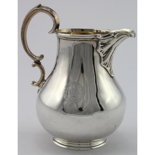 886 - Victorian silver milk jug and Victorian silver sugar bowl, both have good, interesting engraved armo... 