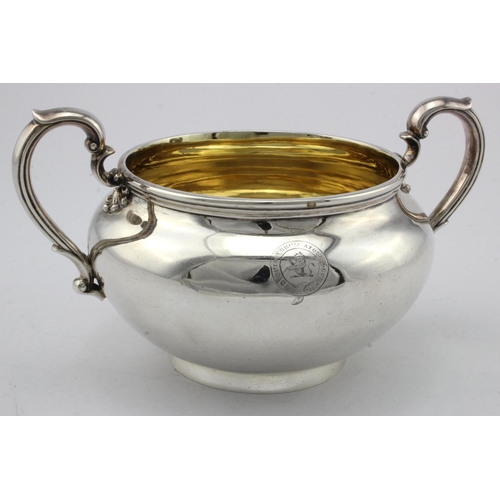 886 - Victorian silver milk jug and Victorian silver sugar bowl, both have good, interesting engraved armo... 