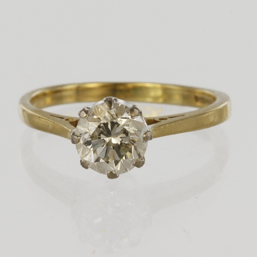 90 - 18ct yellow gold solitaire ring set with a round brilliant cut diamond calculated as weighing approx... 