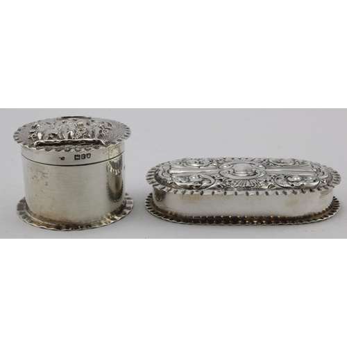 935 - Two fancy silver boxes, halllmarked Birm. 1899 & London 1901, weight of both 4.75oz approx