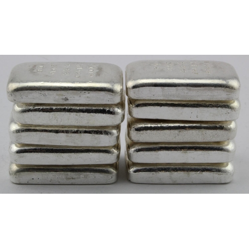 946 - Silver 100g bars (10)