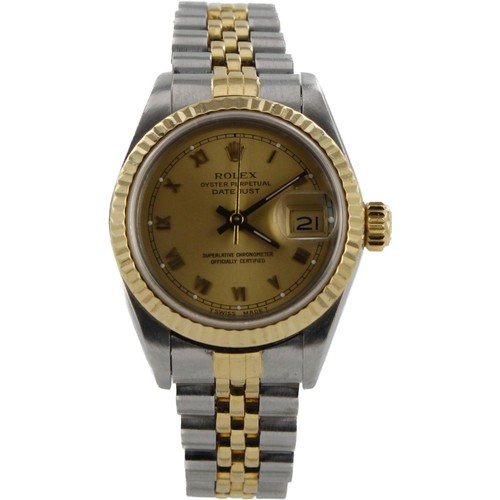 512 - Rolex Oyster Perpetual Datejust stainless steel and gold cased ladies wristwatch, ref. 69173, serial... 