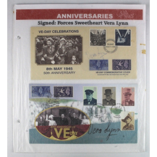 153 - Autographs - different illustrated GB special VE Day covers, each signed by Dame Vera Lynn. (2)