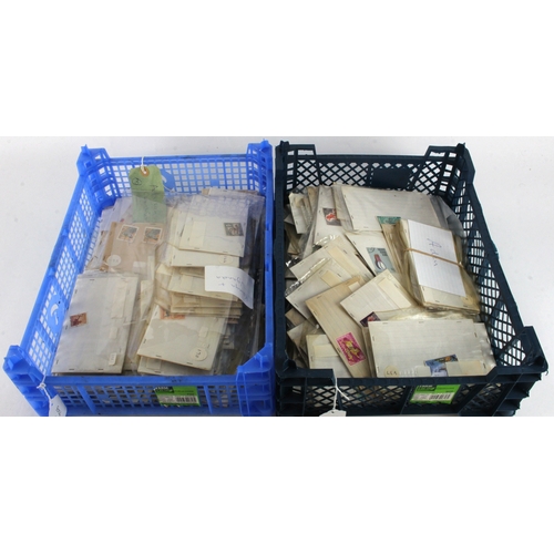 42 - Aden, Africa, Kenya Tanganyika sorted in to packets, housed in 2x blue plastic crates  (Qty)