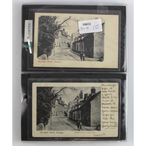 467 - Suffolk - Bungay, interesting selection of black & white, and coloured printed postcards by Short, m... 