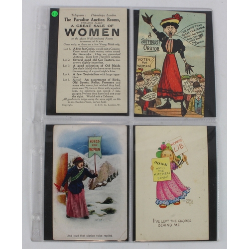 481 - Suffragette - comic cards - a Great Sale of Women, A Suffragist Orator, and Loud that Clarion Voice ... 