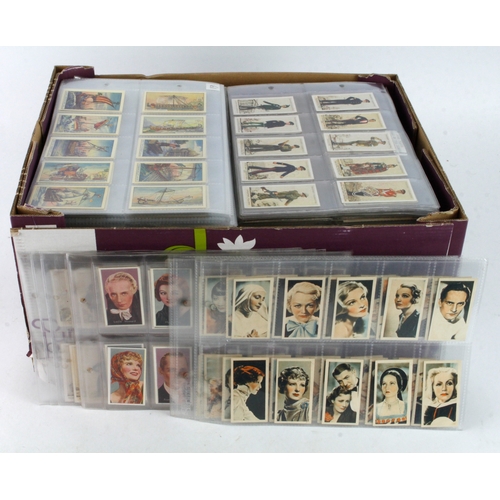 502 - Aubergine box housing 130+ complete sets of Cigarette cards in plastic pages, many issuers noted inc... 