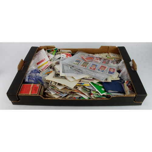 585 - Large black cardboard tray containing large assortment of Football trade cards all eras, diverse mix... 