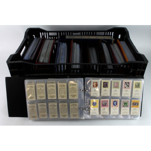 586 - Large black plastic crates (2) housing 19x modern albums with 400+ complete Trade Card sets (no Broo... 