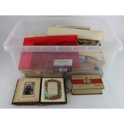 695 - Large plastic crate packed with various paper ephemera, many different subjects  (Qty)