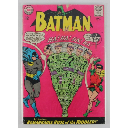 724 - Batman Comic, no. 171, pub. DC Comics, 1965, 1st Silver Age Appearance of the Riddler