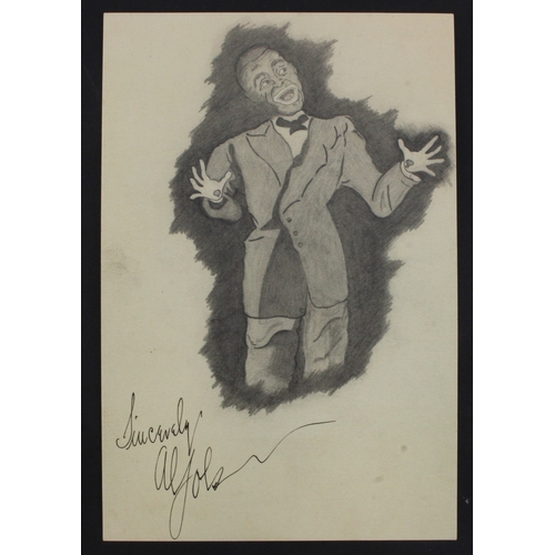 761 - Jolson (Al, 1886-1950, Entertainer). An original pencil caricature of Al Jolson, signed 'Sincerely A... 