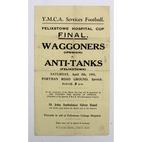 772 - Football programme -  Felixstowe Hospital Cup Final Waggoners (Ipswich) v Anti-Tanks (Felixstowe) 8/... 