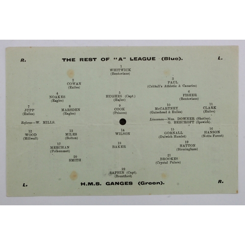 774 - Football programme -  HMS Ganges (YMCA Services Football League 