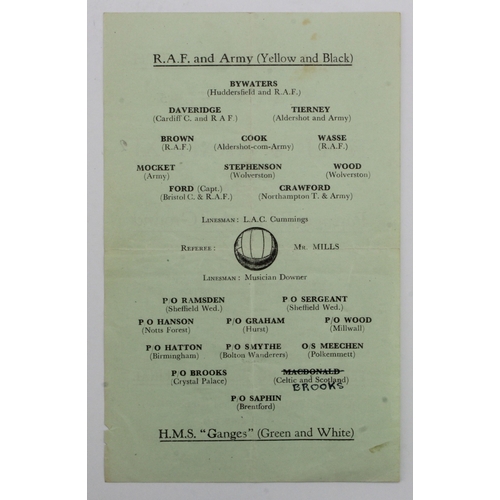 785 - Football programme - Navy XI v RAF & Army XI Grand Charity match 2nd May 1945 at Portman Road, singl... 